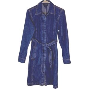 Ann Taylor Indigo Belted Denim Coat Sz 2